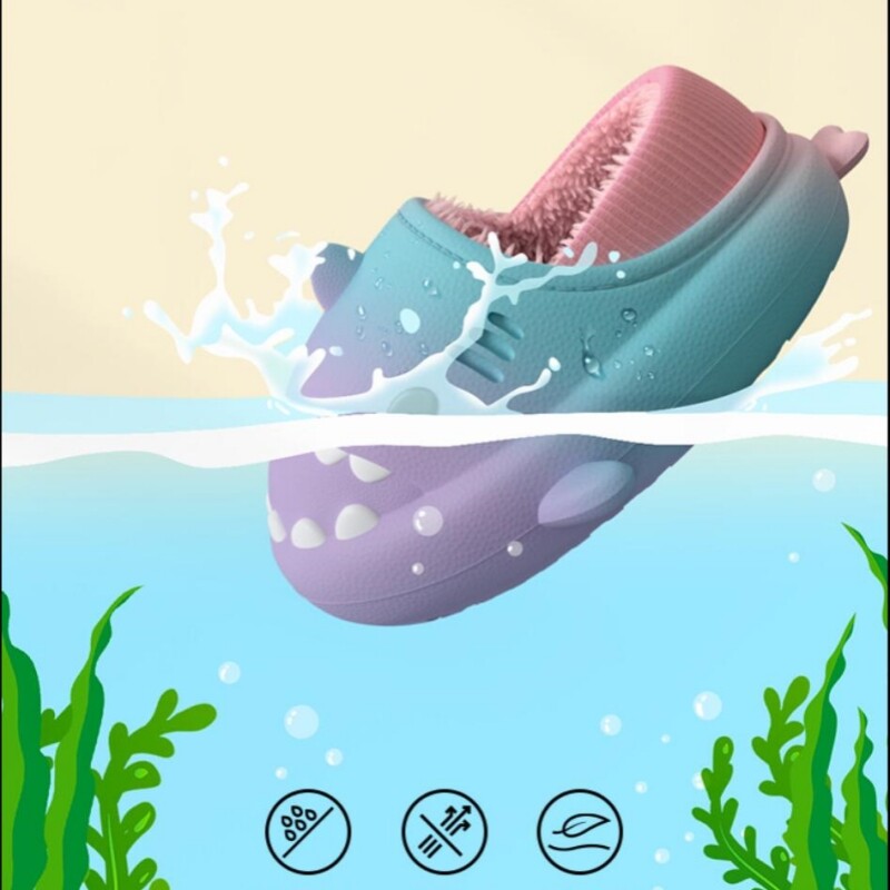 Ziemas Jauki Bērnu EVA haizivju Čības Meitenes Mīkstas Iekštelpu Mājas Kokvilnas Sandales Zēniem Neslīdoši Biezi Slaidi Bērni Ūdensnecaurlaidīgi Apavi