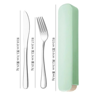 Φορητή στολή για μαχαιροπίρουνα από ανοξείδωτο ατσάλι με κουτί αποθήκευσης Πιρούνι τσοπ ξυλάκι κουτάλι Μαχαίρι ταξιδιού Σετ μαχαιροπήρουνα κάμπινγκ