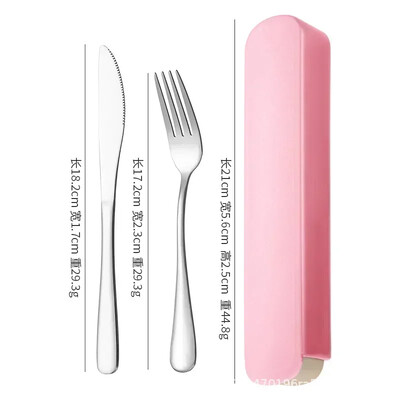 Φορητή στολή για μαχαιροπίρουνα από ανοξείδωτο ατσάλι με κουτί αποθήκευσης Πιρούνι τσοπ ξυλάκι κουτάλι Μαχαίρι ταξιδιού Σετ μαχαιροπήρουνα κάμπινγκ