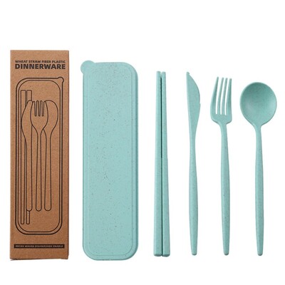 Σετ επαναχρησιμοποιούμενων σκευών 8 χρωμάτων Νέα ξυλάκια Μαχαίρι Πιρούνι και κουτάλι Φορητό κουτί γεύματος Αξεσουάρ Καθημερινή χρήση με θήκη Επιτραπέζια σκεύη