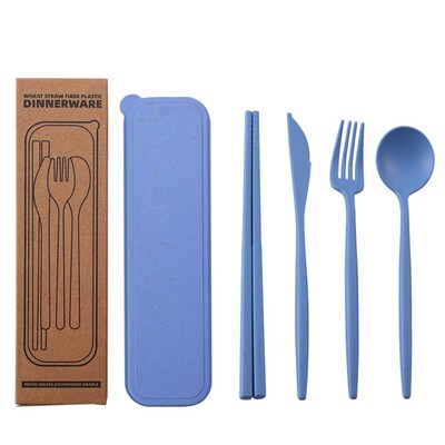 Σετ επαναχρησιμοποιούμενων σκευών 8 χρωμάτων Νέα ξυλάκια Μαχαίρι Πιρούνι και κουτάλι Φορητό κουτί γεύματος Αξεσουάρ Καθημερινή χρήση με θήκη Επιτραπέζια σκεύη