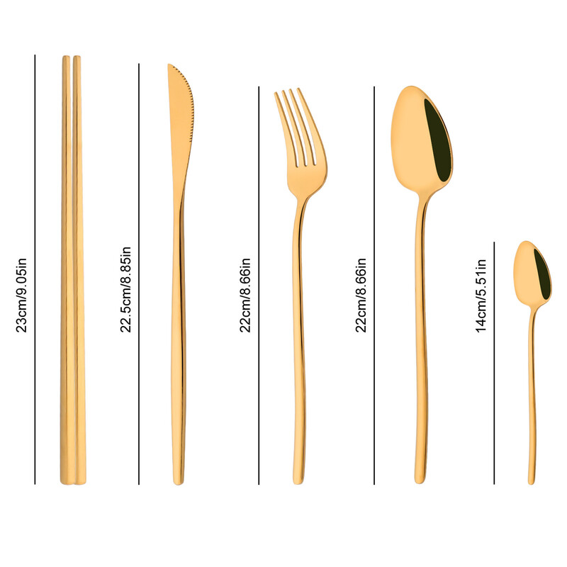 Κορεάτικο σετ επιτραπέζιων σκευών 8 τμχ Σετ φαγητού υψηλής ποιότητας από ανοξείδωτο ατσάλι Λευκό χρυσό Πολυτελές σερβίτσιο σερβίτσιο Κουτάλι Σετ μαχαιροπήρουνων