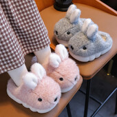 2024. gada jauni ziemas bērnu burvīgie trusis, siltas, pūkainas iekštelpu čības meitenēm, zēniem, bērniem, slidkalniņiem, neslīdošiem, mīkstiem mājas kokvilnas apaviem