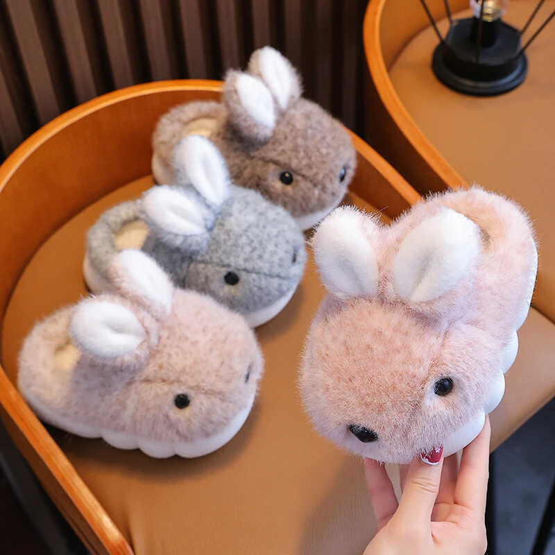 2024. gada jauni ziemas bērnu burvīgie trusis, siltas, pūkainas iekštelpu čības meitenēm, zēniem, bērniem, slidkalniņiem, neslīdošiem, mīkstiem mājas kokvilnas apaviem