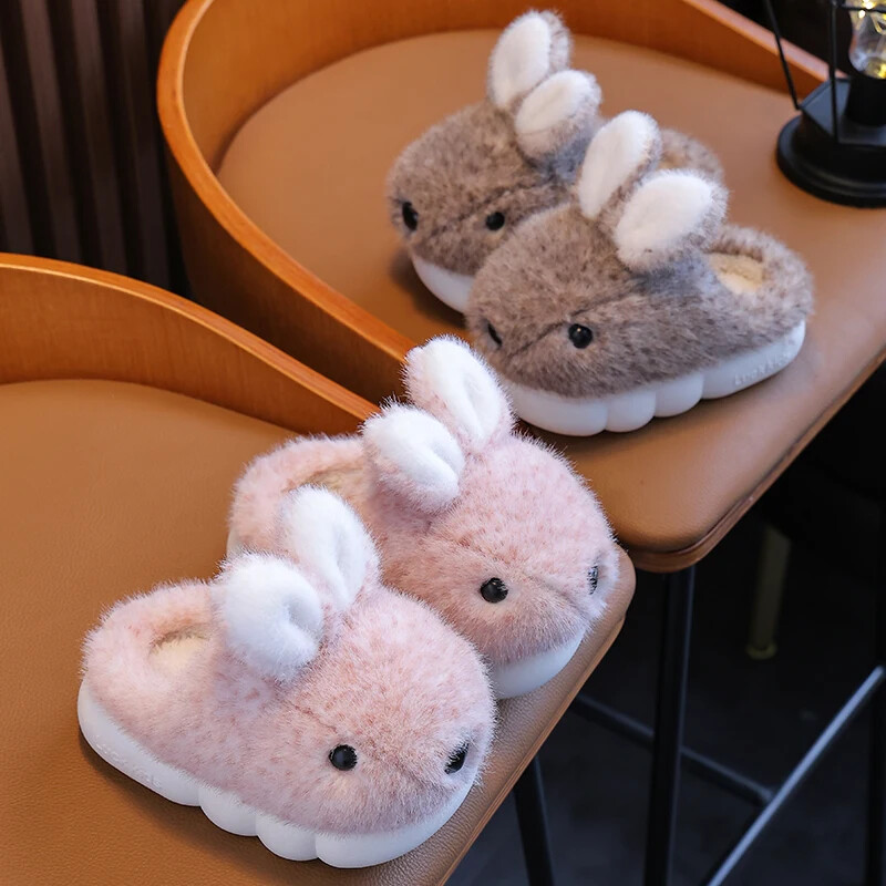 2024. gada jauni ziemas bērnu burvīgie trusis, siltas, pūkainas iekštelpu čības meitenēm, zēniem, bērniem, slidkalniņiem, neslīdošiem, mīkstiem mājas kokvilnas apaviem