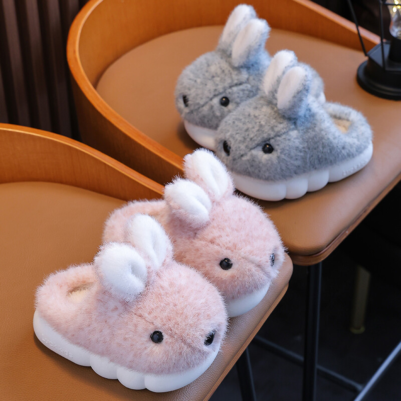 2024. gada jauni ziemas bērnu burvīgie trusis, siltas, pūkainas iekštelpu čības meitenēm, zēniem, bērniem, slidkalniņiem, neslīdošiem, mīkstiem mājas kokvilnas apaviem