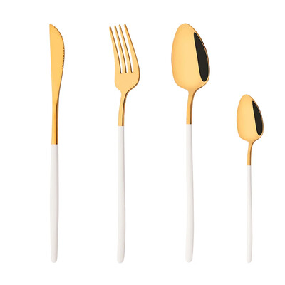 4 τεμάχια/Σετ Ασημένιο χρυσό σετ μαχαιροπήρουνων από ανοξείδωτο ατσάλι Ασημένια μαχαιροπίρουνα Σετ μαχαιροπήρουνων βραδινού μαχαίρι πιρούνι κουτάλι Dropshipping