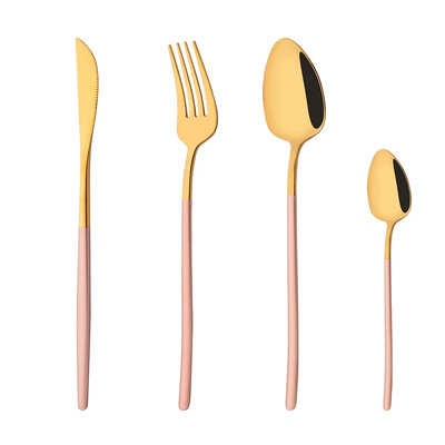 4 τεμάχια/Σετ Ασημένιο χρυσό σετ μαχαιροπήρουνων από ανοξείδωτο ατσάλι Ασημένια μαχαιροπίρουνα Σετ μαχαιροπήρουνων βραδινού μαχαίρι πιρούνι κουτάλι Dropshipping