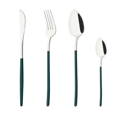 4 τεμάχια/Σετ Ασημένιο χρυσό σετ μαχαιροπήρουνων από ανοξείδωτο ατσάλι Ασημένια μαχαιροπίρουνα Σετ μαχαιροπήρουνων βραδινού μαχαίρι πιρούνι κουτάλι Dropshipping