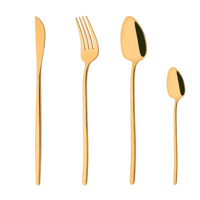 4 τεμάχια/Σετ Ασημένιο χρυσό σετ μαχαιροπήρουνων από ανοξείδωτο ατσάλι Ασημένια μαχαιροπίρουνα Σετ μαχαιροπήρουνων βραδινού μαχαίρι πιρούνι κουτάλι Dropshipping