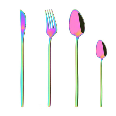 4 τεμάχια/Σετ Ασημένιο χρυσό σετ μαχαιροπήρουνων από ανοξείδωτο ατσάλι Ασημένια μαχαιροπίρουνα Σετ μαχαιροπήρουνων βραδινού μαχαίρι πιρούνι κουτάλι Dropshipping