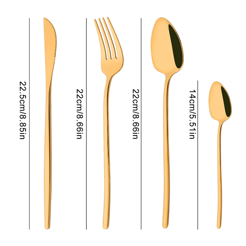 4 τεμάχια/Σετ Ασημένιο χρυσό σετ μαχαιροπήρουνων από ανοξείδωτο ατσάλι Ασημένια μαχαιροπίρουνα Σετ μαχαιροπήρουνων βραδινού μαχαίρι πιρούνι κουτάλι Dropshipping