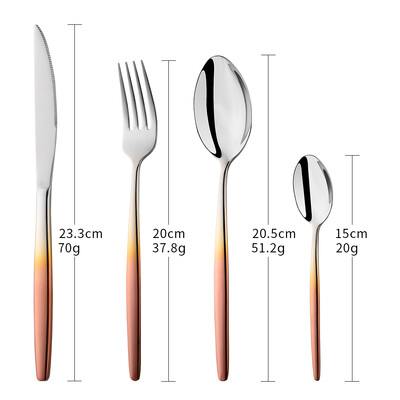 Σετ μαχαιροπήρουνα Rainbow Χρυσά σετ μαχαιροπήρουνων από ανοξείδωτο ατσάλι μαχαιροπίρουνα εστιατορίου Σετ επιτραπέζια σκεύη Σετ κουταλιού και πιρουνιού