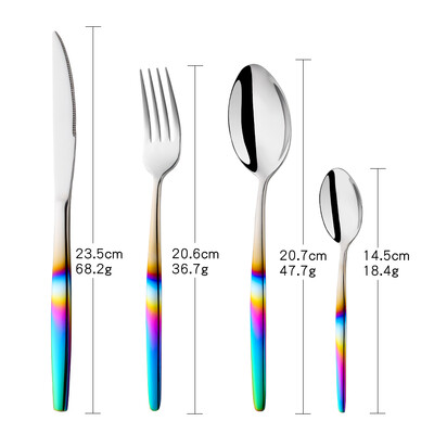 Σετ μαχαιροπήρουνα Rainbow Χρυσά σετ μαχαιροπήρουνων από ανοξείδωτο ατσάλι μαχαιροπίρουνα εστιατορίου Σετ επιτραπέζια σκεύη Σετ κουταλιού και πιρουνιού