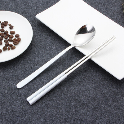 18/10 Κορεατικά chopsticks φαγητού από ανοξείδωτο χάλυβα Σετ κουταλιών Αντιολισθητικά ξυλάκια μακράς λαβής Σετ επιδόρπιο κουτάλια σερβίτσιο