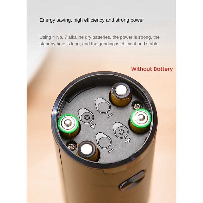 Ηλεκτρικός μύλος αλατιού και πιπεριού Αυτόματη λειτουργία με ένα χέρι Αυτόματη λείανση με ρυθμιζόμενη χονδρότητα με μπαταρία