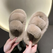 Iekštelpu brīvā laika bērnu plīša čības Pretslīdošas grīdas Kokvilnas čības Studentu modes ziemas apavi meitenēm, bērnu čības 어그