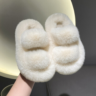 Iekštelpu brīvā laika bērnu plīša čības Pretslīdošas grīdas Kokvilnas čības Studentu modes ziemas apavi meitenēm, bērnu čības 어그