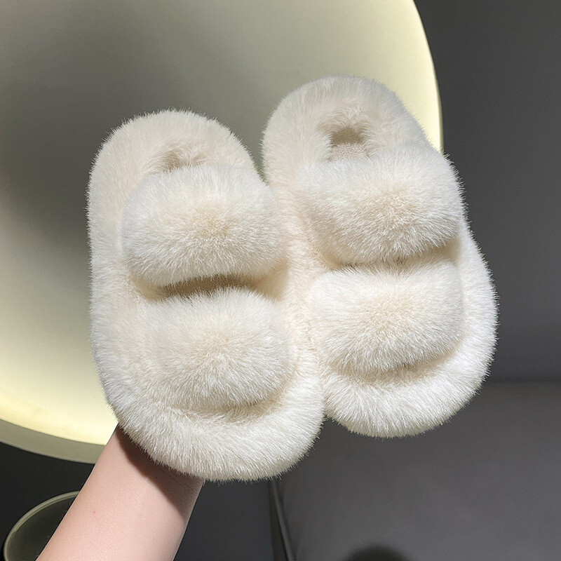 Iekštelpu brīvā laika bērnu plīša čības Pretslīdošas grīdas Kokvilnas čības Studentu modes ziemas apavi meitenēm, bērnu čības 어그