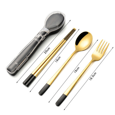 3 τμχ Σετ σερβίτσιο από ανοξείδωτο ατσάλι Flatware σετ ταξιδιού κάμπινγκ Chopsticks Πιρούνι Κουτάλι θήκη μαχαιροπήρουνων Επιτραπέζια σκεύη Εργαλείο κουζίνας