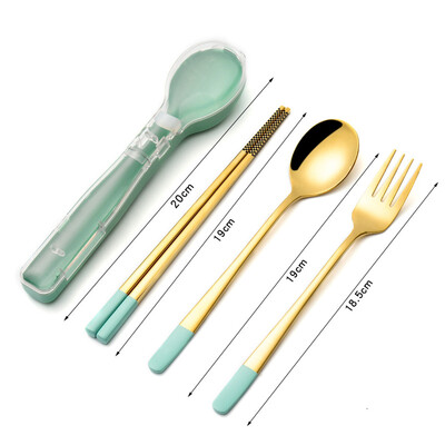 3 τμχ Σετ σερβίτσιο από ανοξείδωτο ατσάλι Flatware σετ ταξιδιού κάμπινγκ Chopsticks Πιρούνι Κουτάλι θήκη μαχαιροπήρουνων Επιτραπέζια σκεύη Εργαλείο κουζίνας