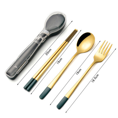 3 τμχ Σετ σερβίτσιο από ανοξείδωτο ατσάλι Flatware σετ ταξιδιού κάμπινγκ Chopsticks Πιρούνι Κουτάλι θήκη μαχαιροπήρουνων Επιτραπέζια σκεύη Εργαλείο κουζίνας