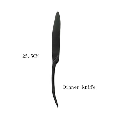 Indų rinkinys nerūdijančio plieno virtuvės stalo įrankių rinkinys juodas kepsnys peilis desertinis šaukštas stalo reikmenys šakutė stalo reikmenys