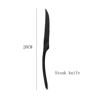 Indų rinkinys nerūdijančio plieno virtuvės stalo įrankių rinkinys juodas kepsnys peilis desertinis šaukštas stalo reikmenys šakutė stalo reikmenys