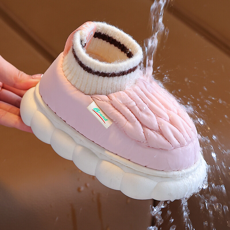 Modes Ziemas Bērnu pārvalks Papēdis Pūkainas Čības Zēni Meitenes Ūdensnecaurlaidīgs Neslīdošs Silts Mājas Bērni Uzslīd kokvilnas apavi