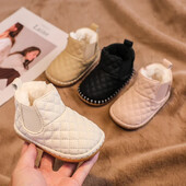 Ziemas mazuļu meitenes zēniem sniega zābaki silti plīša bērnu āra apavi Mīksta zole Neslīdoša zīdaiņu apavi Bērnu apavi ar kokvilnas polsterējumu