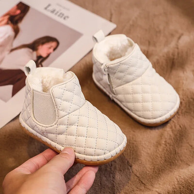 Ziemas mazuļu meitenes zēniem sniega zābaki silti plīša bērnu āra apavi Mīksta zole Neslīdoša zīdaiņu apavi Bērnu apavi ar kokvilnas polsterējumu
