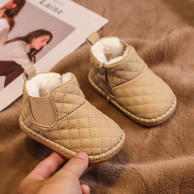 Ziemas mazuļu meitenes zēniem sniega zābaki silti plīša bērnu āra apavi Mīksta zole Neslīdoša zīdaiņu apavi Bērnu apavi ar kokvilnas polsterējumu