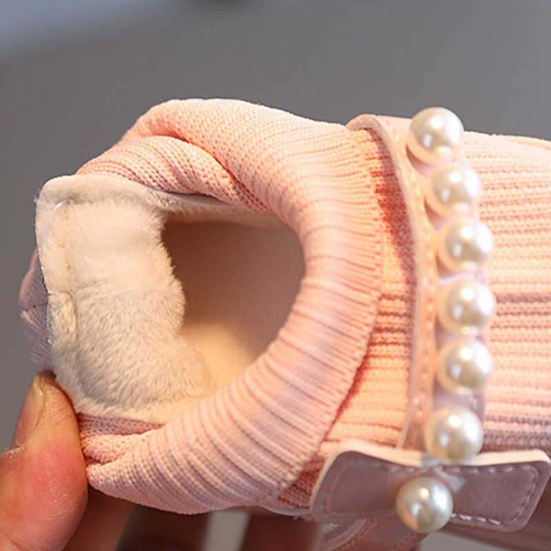 Kožne cipele za djevojčice Studentske cipele za nastup Vunene elastične cipele za usta Modne ravne cipele s bisernim plesom