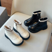 Meiteņu ziemas zābaki Volāni Flīss Eleganta Silta Vispārpiemērota Bērnu Zābaki Rāvējslēdzējs Melns Bēšs Matēts Pu ādas Bērnu apavi 23-35