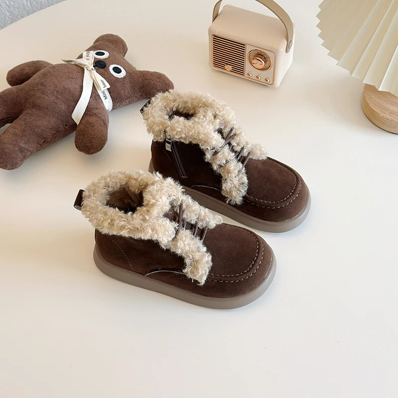 Sieviešu koka tupeles Platforma Apaļas purngalu kurpes ar kažokādu Ikdienišķas Sieviešu kedas Creepers Ziemas Retro Jauns Slip-on Masīvas gumijas sprādzes Str