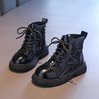 Vaikiški Batai Batai Mergaitei Pavasaris Ruduo Blizgučiai Mažiems Vaikams Trumpi Batai Madingi Nauji Vaikiški Priežastys Apvalūs Aulinukai Kulkšnies Batai Užtrauktukas