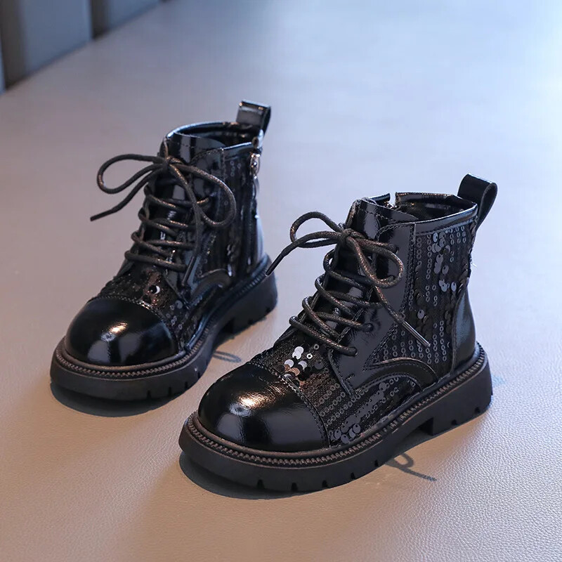 Vaikiški Batai Batai Mergaitei Pavasaris Ruduo Blizgučiai Mažiems Vaikams Trumpi Batai Madingi Nauji Vaikiški Priežastys Apvalūs Aulinukai Kulkšnies Batai Užtrauktukas