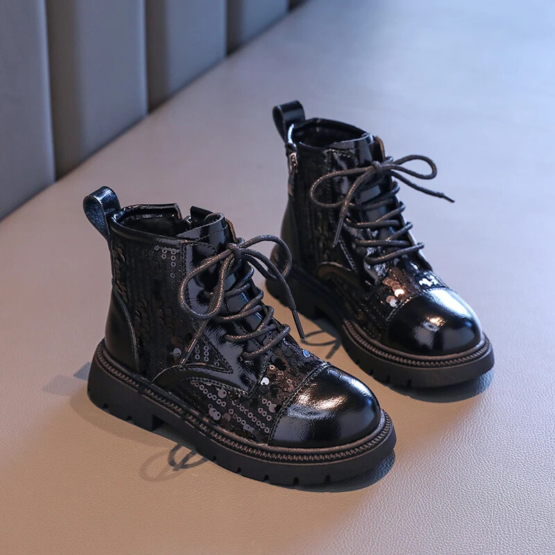 Vaikiški Batai Batai Mergaitei Pavasaris Ruduo Blizgučiai Mažiems Vaikams Trumpi Batai Madingi Nauji Vaikiški Priežastys Apvalūs Aulinukai Kulkšnies Batai Užtrauktukas