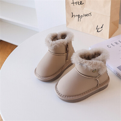 Νέες παιδικές μπότες χιονιού Δερμάτινες ζεστές βελούδινες μπότες για αγόρια, κορίτσια, ζεστές μπότες μαλακή σόλα αδιάβροχη μόδα Παιδικές μπότες για μικρά παιδιά