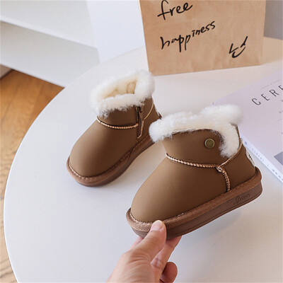 Νέες παιδικές μπότες χιονιού Δερμάτινες ζεστές βελούδινες μπότες για αγόρια, κορίτσια, ζεστές μπότες μαλακή σόλα αδιάβροχη μόδα Παιδικές μπότες για μικρά παιδιά