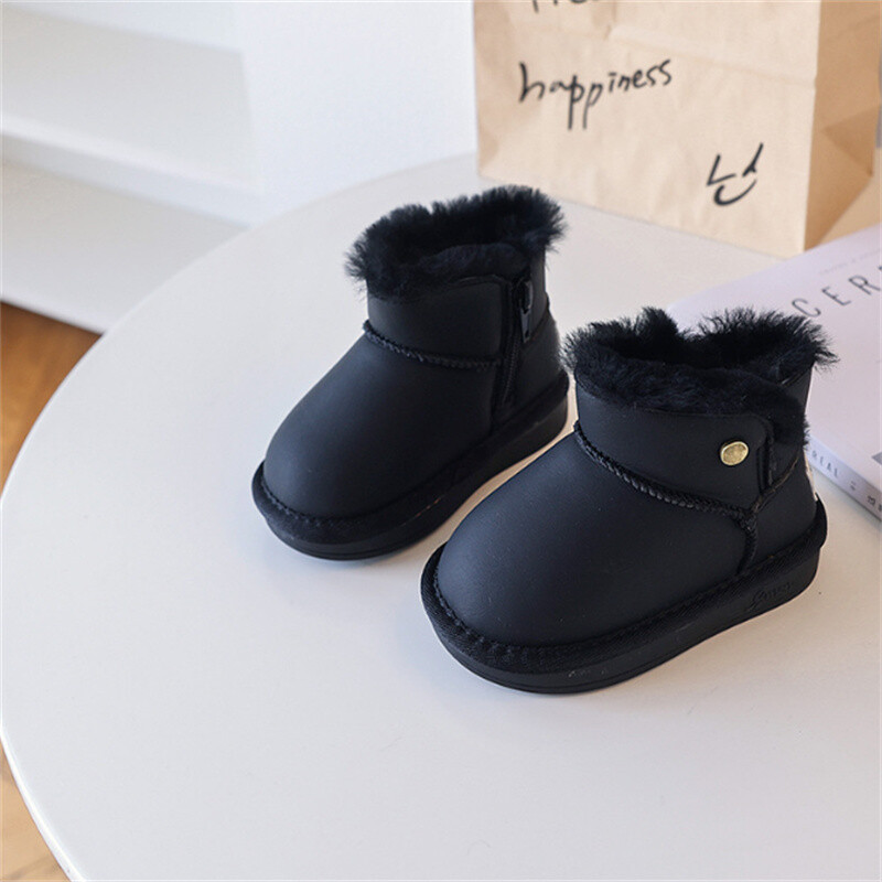 Νέες παιδικές μπότες χιονιού Δερμάτινες ζεστές βελούδινες μπότες για αγόρια, κορίτσια, ζεστές μπότες μαλακή σόλα αδιάβροχη μόδα Παιδικές μπότες για μικρά παιδιά