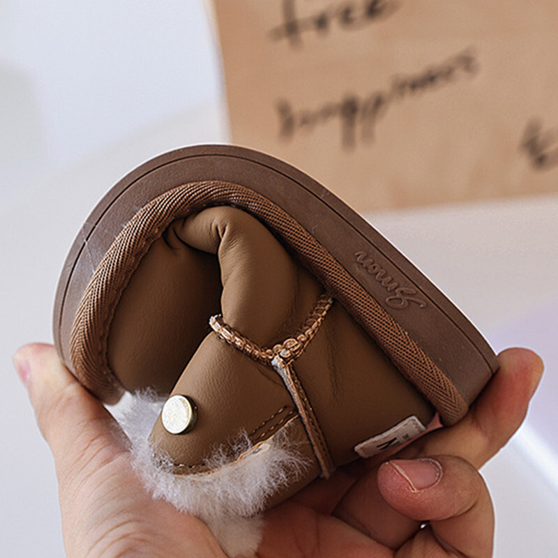 Νέες παιδικές μπότες χιονιού Δερμάτινες ζεστές βελούδινες μπότες για αγόρια, κορίτσια, ζεστές μπότες μαλακή σόλα αδιάβροχη μόδα Παιδικές μπότες για μικρά παιδιά