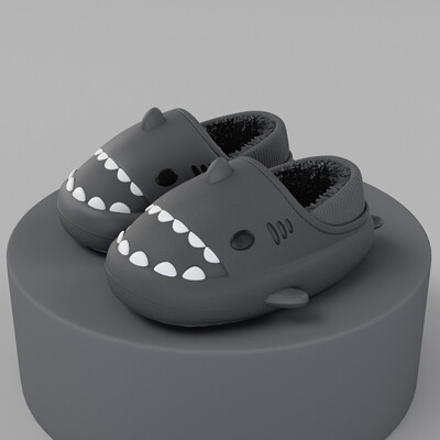 Litfun kažokādas plīša haizivju čības sievietēm vīriešiem ziema omulīgs kažokādas haizivju slaidi multfilmas pūkaini mājas apavi Platforma ūdensizturīgi haizivju slidkalniņi