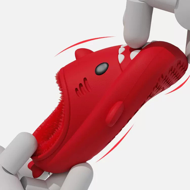 Litfun kažokādas plīša haizivju čības sievietēm vīriešiem ziema omulīgs kažokādas haizivju slaidi multfilmas pūkaini mājas apavi Platforma ūdensizturīgi haizivju slidkalniņi