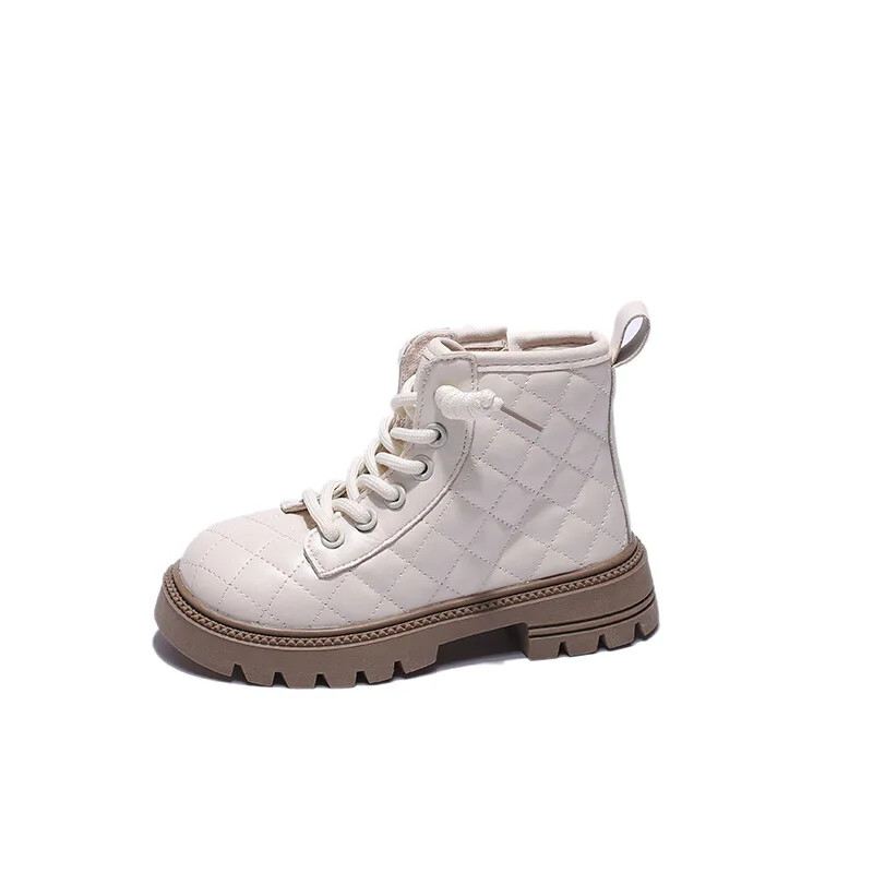 Meiteņu zābaki bērniem Mode, eleganti rūtaini puszābaki bērniem 2024. gada rudens ziemas ziemas sānu rāvējslēdzēja zābaki bērniem Princeses PU ādas apavi