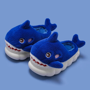 Νέα Χειμερινά Χαριτωμένα Cartoon Shark Fluffy Slippers Παιδικά Αντιολισθητικά Mule για Παιδιά Κορίτσια Αγόρια Βρεφικά ζεστά Βαμβακερά παπούτσια εσωτερικού χώρου