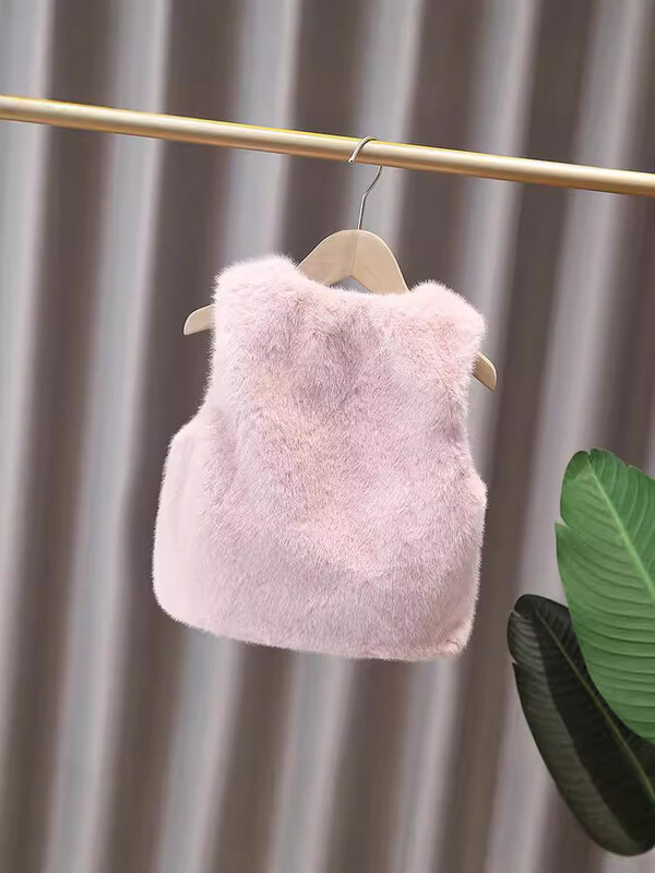 Kažokādas veste meitenēm 2024. gada rudens un ziemas sezonai, jauna stila moderna silta veste mazai meitenei ārējā veste, vilnas džemperis