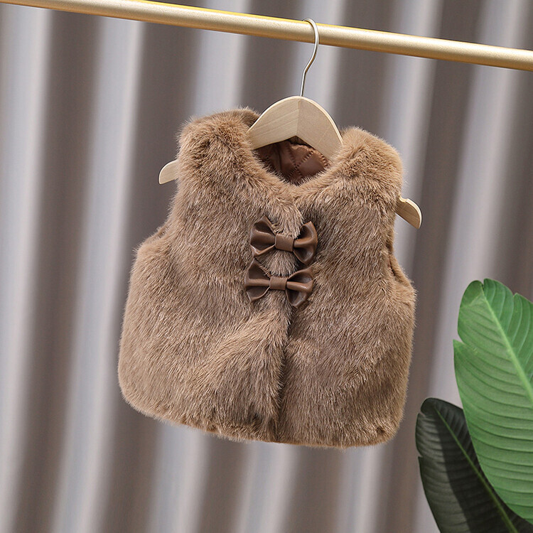 Kažokādas veste meitenēm 2024. gada rudens un ziemas sezonai, jauna stila moderna silta veste mazai meitenei ārējā veste, vilnas džemperis