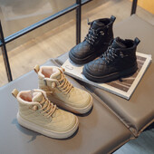 Bērnu siltās kokvilnas kurpes vidējā augšā Jauni ziemas modes zēnu sabiezināti kokvilnas zābaki Meiteņu ūdensizturīgi modes ikdienas kokvilnas apavi