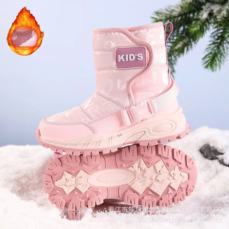 Gamykliniai vaikiški sniego batai Žieminiai vandeniui atsparūs vilnos pamušalas pastorintos medvilnės batai neslystantys šiauriniai dideli medvilniniai batai